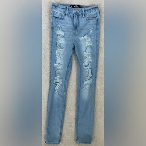 Hollister 1S “High Rose Super Skinny” distressed jeans 25W 26L
